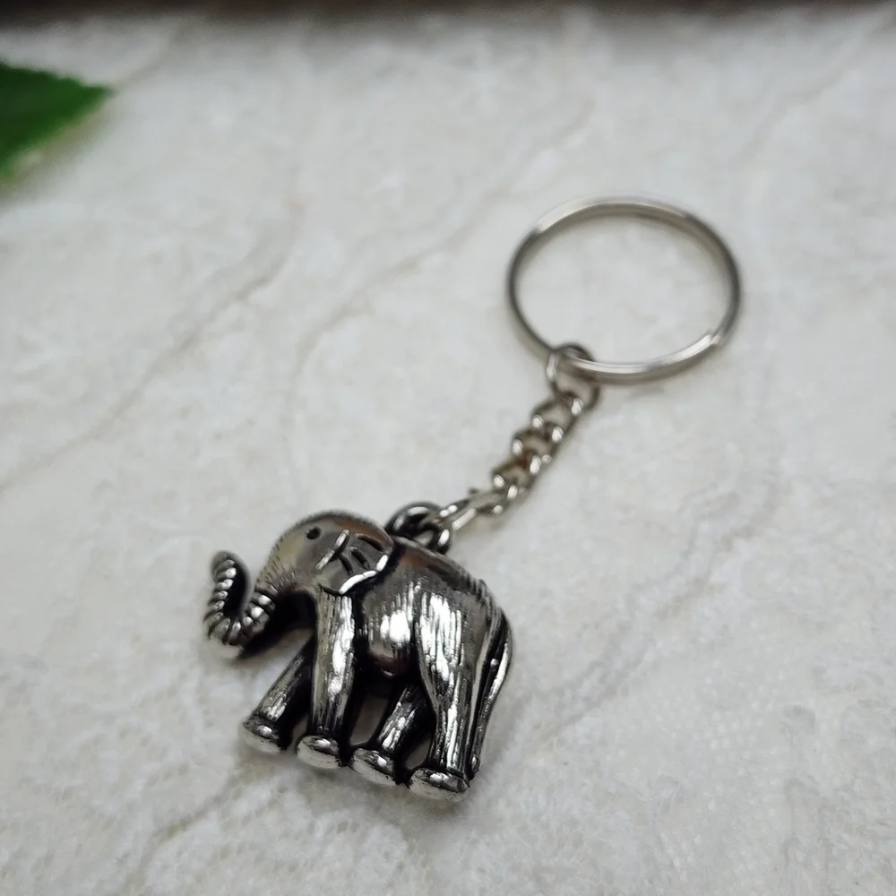 Silver Toned Elephant Keychain